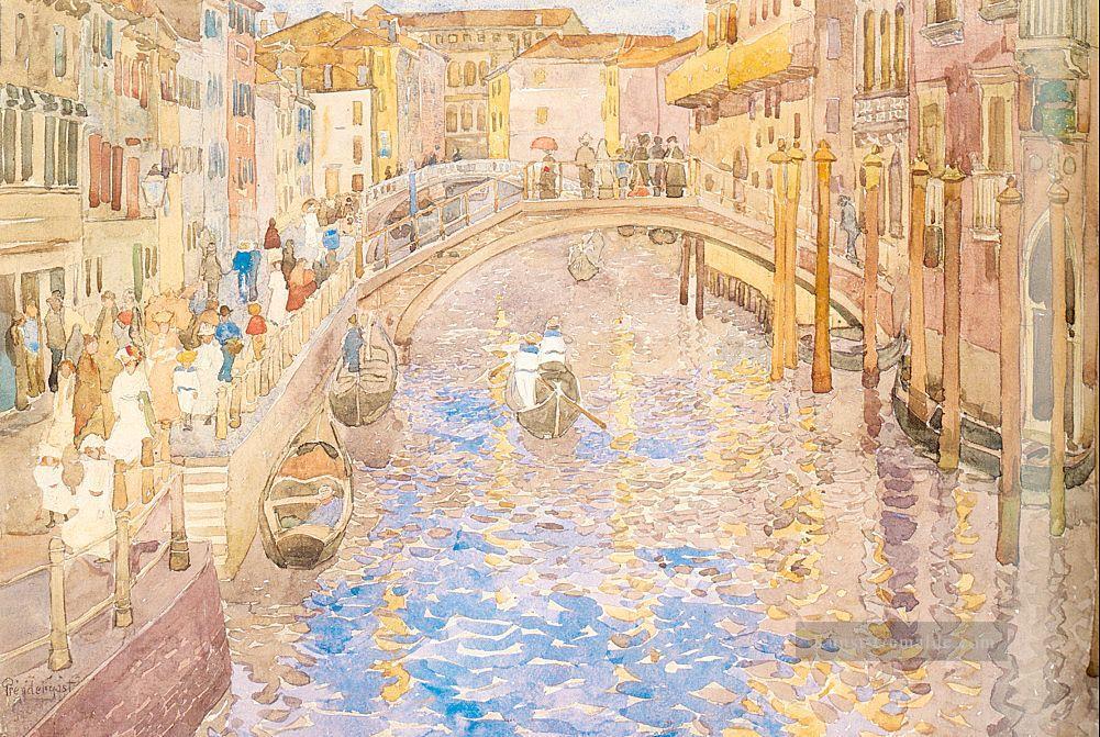 Venezia Kanal Szene postImpressionismus Maurice Prendergast Venedig Ölgemälde